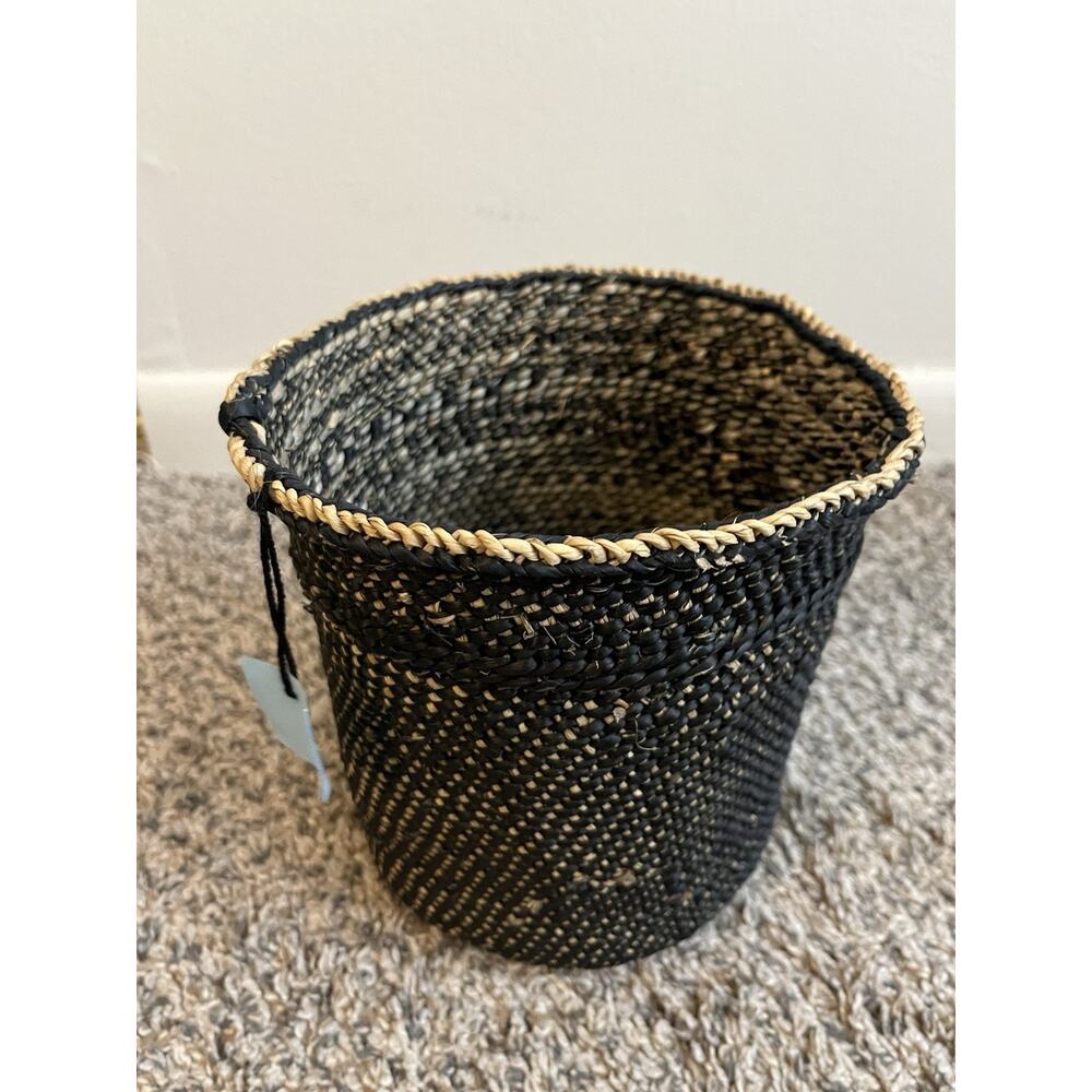 Small Black Iringa Indoor Planter Basket From Tanzania Storage Woven Basket